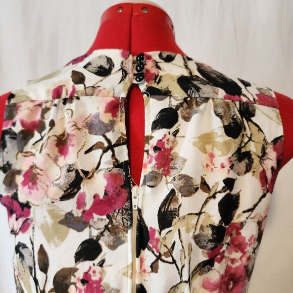 MAURICES White Floral Sleeveless Knee Length V Neck Dress Size 3/4 - Picture 5 of 6